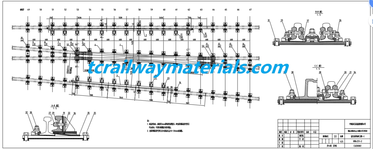 No.12 Single Turnout for UIC60 (60kg/m) Rail | Full Set Supplied No.12 Single Turnout for UIC60 (60kg/m) Rail | Full Set Supplied