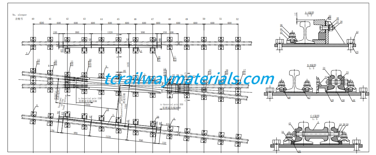 No.9 Single Turnout for 50kg/m Rail No.9 Single Turnout for 50kg/m Rail