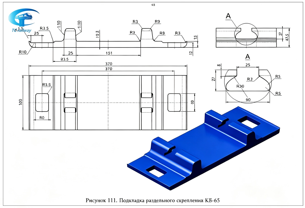 KB-65 Split-type Rail Base Plate for GOST R65 Rails