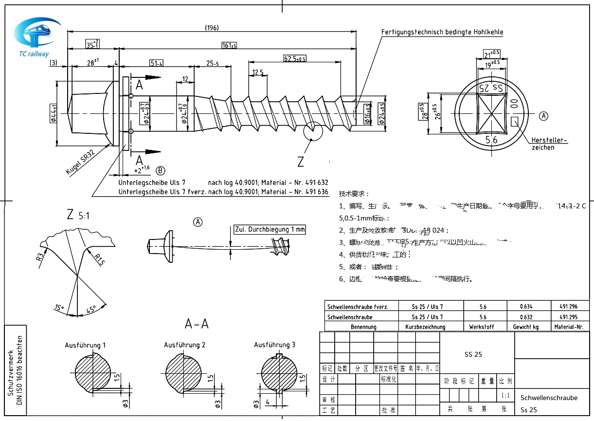 SS8 SS25 SS35 Railway Sleeper Screw | Railway Screw Spike Supplier SS8 SS25 SS35 Railway Sleeper Screw | Railway Screw Spike Supplier