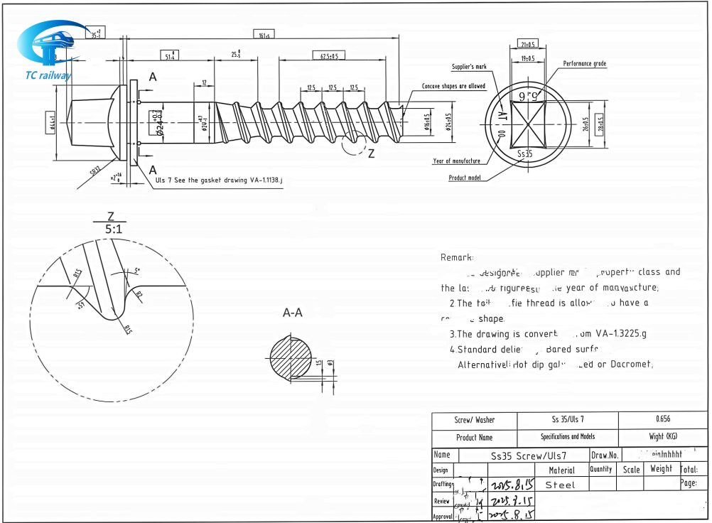 SS8 SS25 SS35 Railway Sleeper Screw | Railway Screw Spike Supplier SS8 SS25 SS35 Railway Sleeper Screw | Railway Screw Spike Supplier